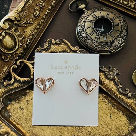 KATE SPADE • Rose Gold Rock Solid Crystal Clear Earrings - Picture 5 of 6